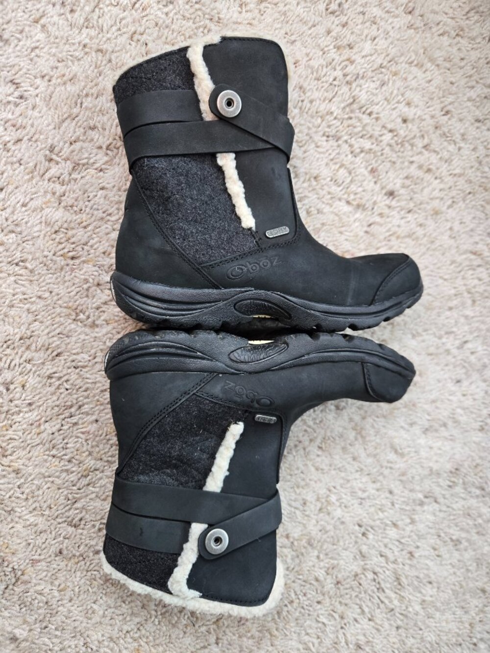 Oboz Madison Insulated B-Dry Mid-Calf Winter Boots Black Women's US Size 6.5